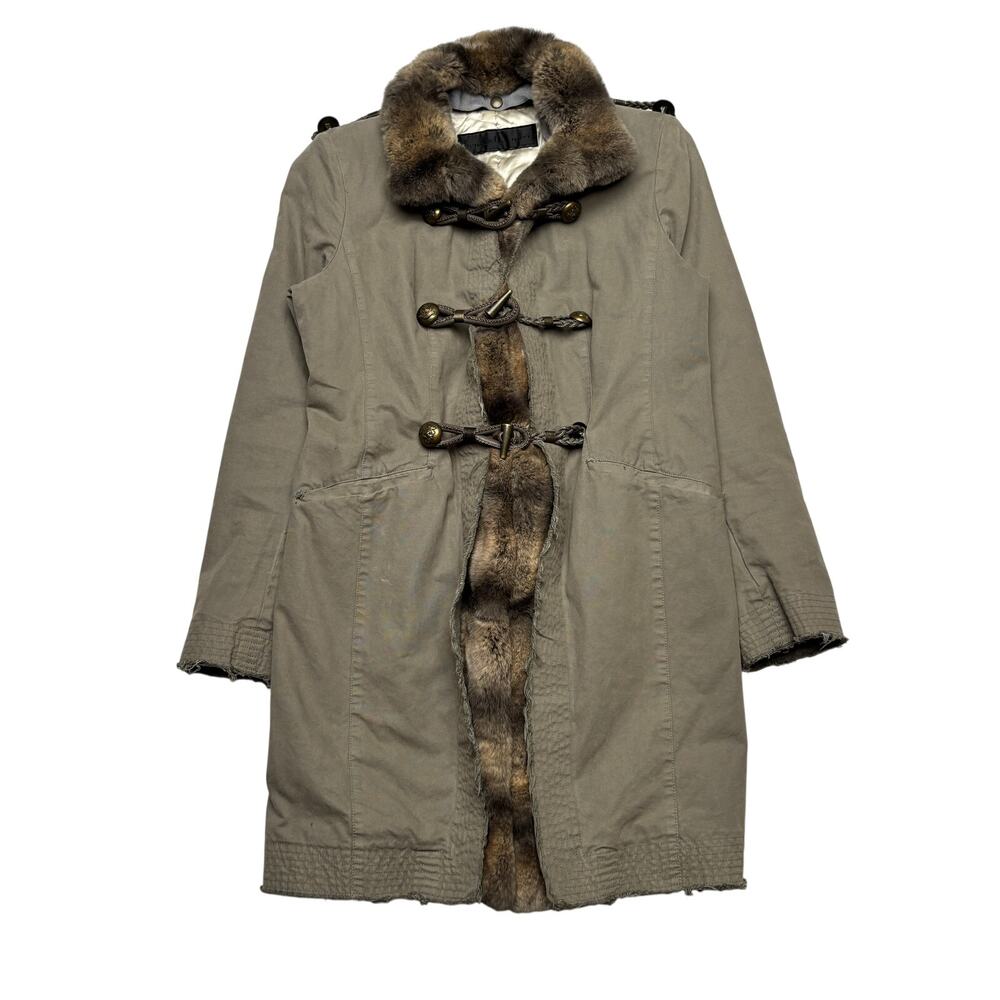 Benedetta Novi Fur Collar Clasp Jacket Women's 42 Y2K Grunge Boho